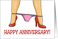 Humorous Adult Spouse Anniversary With Woman Dropping Her Panties card