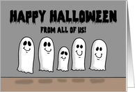 Humorous Halloween With Five Cartoon Ghosts From All Of Us card