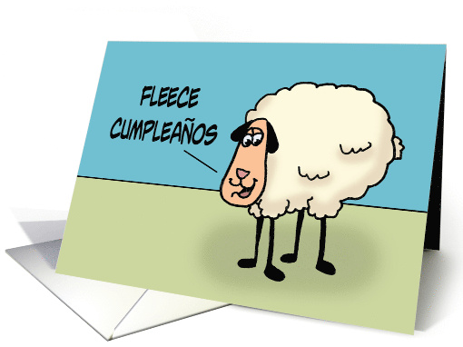 Birthday With Cartoon Sheep Fleece Cumpleanos In Spanish card