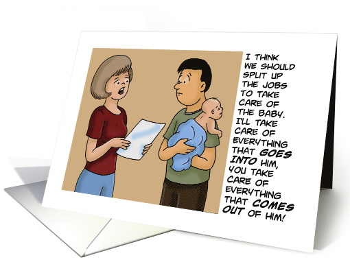 Humorous Congratulations On New Baby With Cartoon About Jobs card