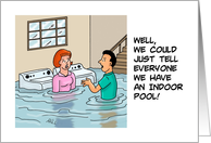 Humorous Congratulations On Home Improvement With Cartoon Of Flooded card