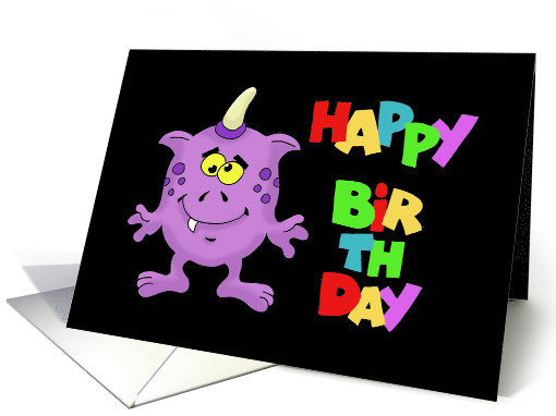 Kid Birthday With Cute Monster And Colorful Happy Birthday card