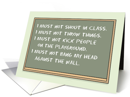 Humorous Teacher Thank You With Handwritten Rules On A Chalkboard card