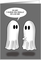 Funny Adult Halloween With Two Ghosts One Is Aroused card