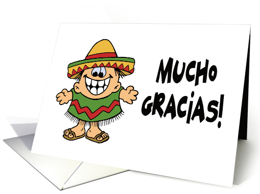 Humorous Thank You With Character In A Sombrero Mucho Gracias card