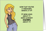 Humorous Teen Birthday With Cartoon Girl If Mom Asks About It card