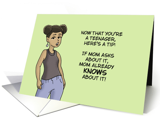 Humorous Teen Birthday With Cartoon Black Girl If Mom... (1733858)