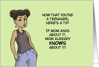 Humorous Teen Birthday With Cartoon Black Girl If Mom Asks About It card