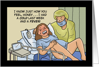 Congratulations On Becoming Parents With Cartoon About Labor Pains card
