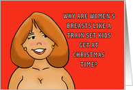 Adult Christmas Why Are Women’s Breasts Like A Train Set card