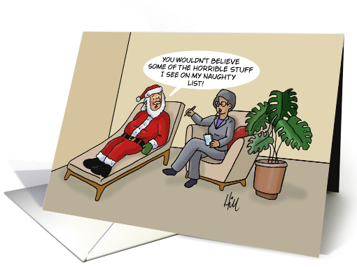 Humorous Christmas With Santa In Psychiatrist's Office... (1734450)