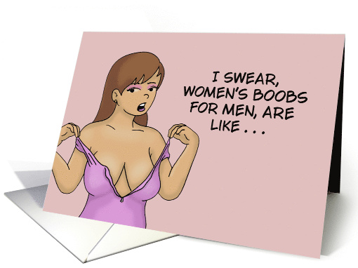 Humorous Adult I Swear Women's Boobs For Men Are Like Laser card