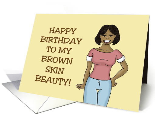 Birthday To My Brown Skin Beauty With Cartoon Woman card (1736948)