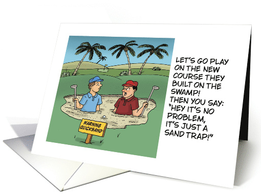 Humorous Golf Theme Birthday With Golfers In Quicksand card (1736956)