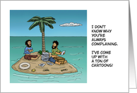 Humorous National Cartoonist Day Card Trapped On Deserted Island card
