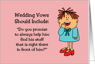 Humorous Bridal Shower Wedding Vows Should Include Do You Promise card