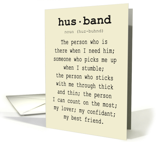 Husband's Birthday From Wife With Cute Definition Of Husband card