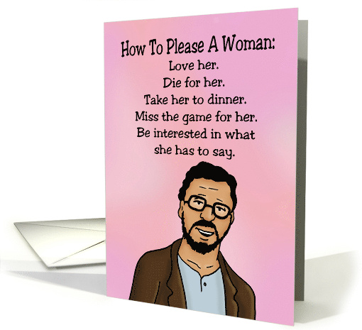 Humorous Romance How To Please A Woman How To Please A Man card