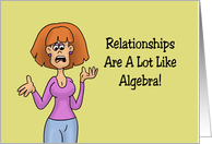 Humorous Hello Relationships Are A Lot Like Algebra card