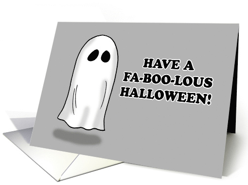 Humorous Halloween Have A Faboolous Halloween With Cartoon Ghost card