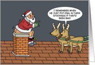 Humorous Adult Christmas With Santa Taking A Dump In The Chimney card