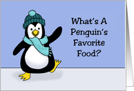 Humorous Christmas What’s A Penguin’s Favorite Food Brrrrritos card