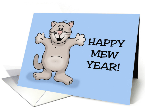 Humorous New Year's With Cartoon Cat Happy Mew Year card (1746768)