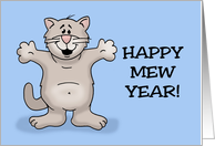 Humorous New Year’s With Cartoon Cat Happy Mew Year card