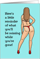 Humorous Adult Miss You Here’s A Little Reminder With Cartoon Woman card