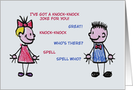 Humorous Birthday With Cute Kids And A Knock Knock Joke card