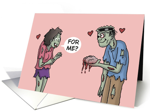 Humorous Engagement With Cartoon Zombie Giving Brain To... (1751748)