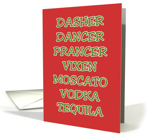 Humorous Christmas With Reindeer Names And Booze Names card (1753056)