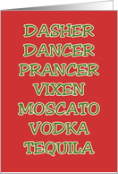 Humorous Christmas With Reindeer Names And Booze Names card