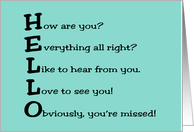 Humorous Hello With Hello Used To Spell Out Messages card