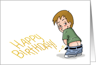 Humorous Birthday With Cartoon Little Boy Peeing Happy Birthday card