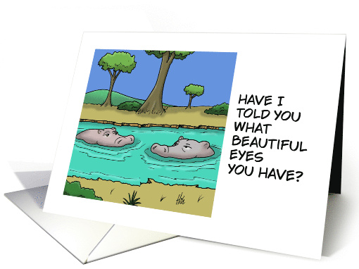 Humorous World Hippo Day With Two Cartoon Hippos card (1759498)