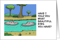 Humorous World Hippo Day With Two Cartoon Hippos card