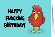 Humorous Birthday With Cartoon Bird Happy Flocking Birthday card