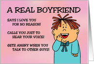 Boyfriend Birthday A Real Boyfriend Says I Love You For No Reason card