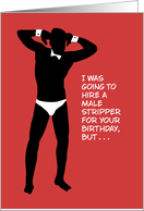 Humorous Adult Birthday For Her With Male Stripper Silhouette card