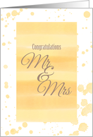 Elegant watercolour wedding congratulations to new Mr. an Mrs. card