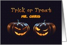 Two Jack o’ Lanterns Trick or Treat Pumpkins Funny Halloween card
