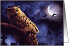 Owloween Spooky special with Moon, Bats & Wolf Halloween card