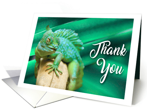 Thank You note with Smiling Green Lizard Blank card (1485044)