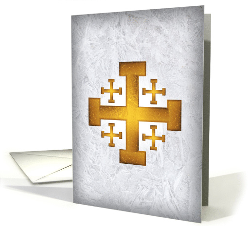 Golden Jerusalem cross with textured Background Blank card (1485268)