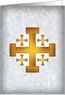 Golden Jerusalem cross with textured Background Blank card