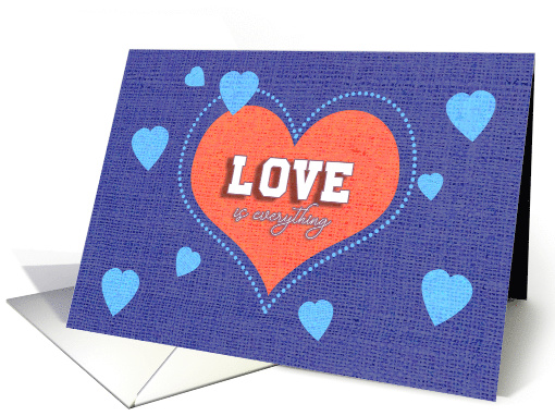 Love is Everything Orange Heart with Blue Little Hearts card (1492912)