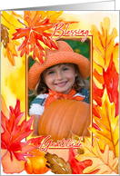 Blessing Gratitude Thanksgiving Fall Leaves Photo frame card