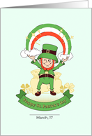 St Patrick and Rainbow Irish Tricolor on the Moneybag Background Blank card