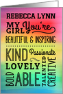 Custom Front - For Her Birthday - My Girl Colorful Compliments card